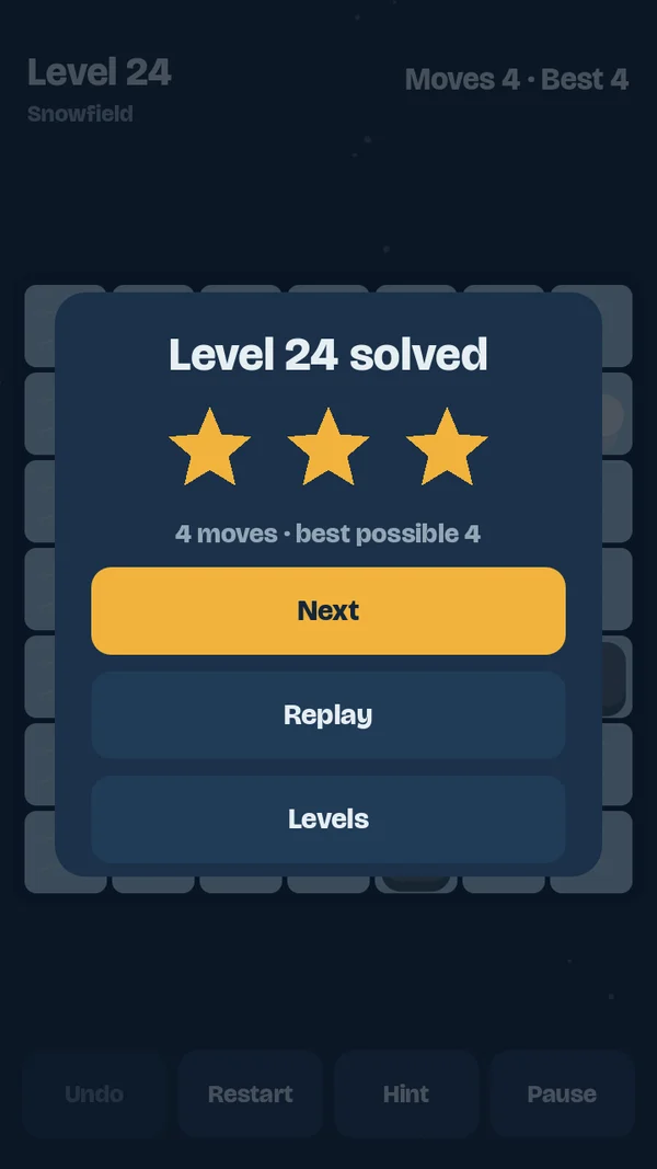 Slippery Paws: level solved with three stars
