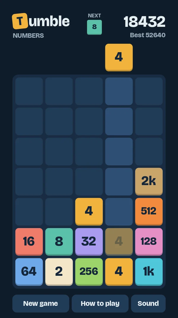 Tumble Numbers: the number above the board and where it will land